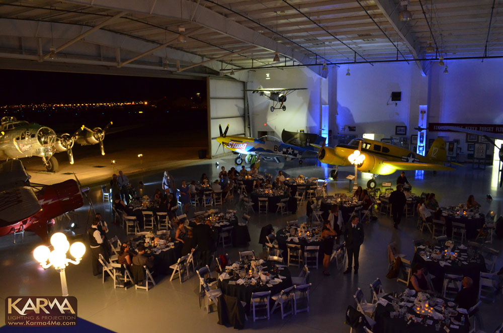 Commemorative Air Force Aviation Museum Wedding Lighting in Mesa