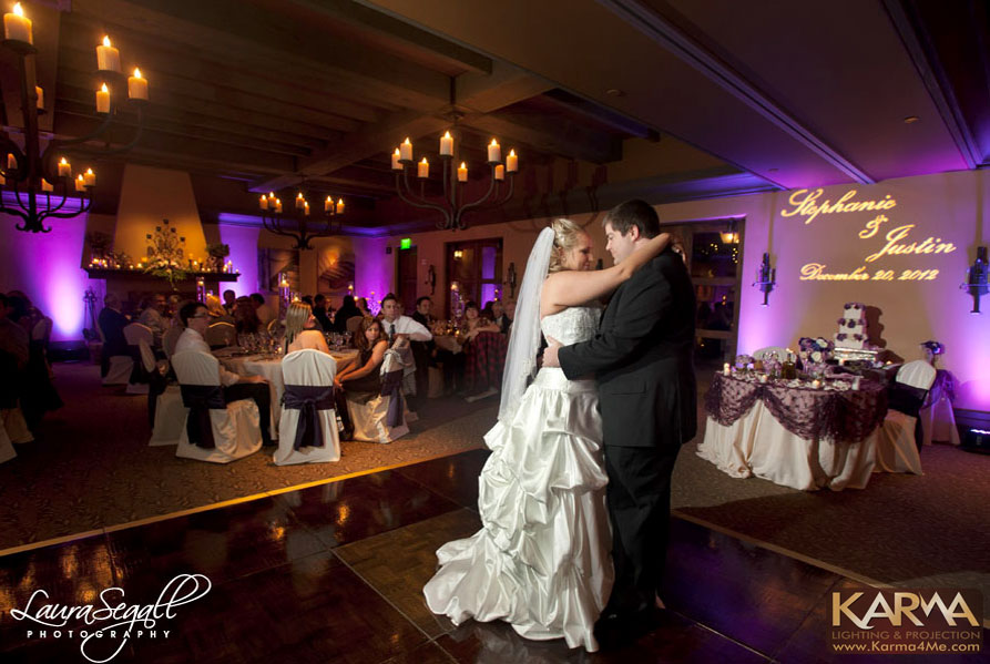 Sassi Wedding Purple Uplighting, Monogram Gobo, Scottsdale AZ 12/20/12