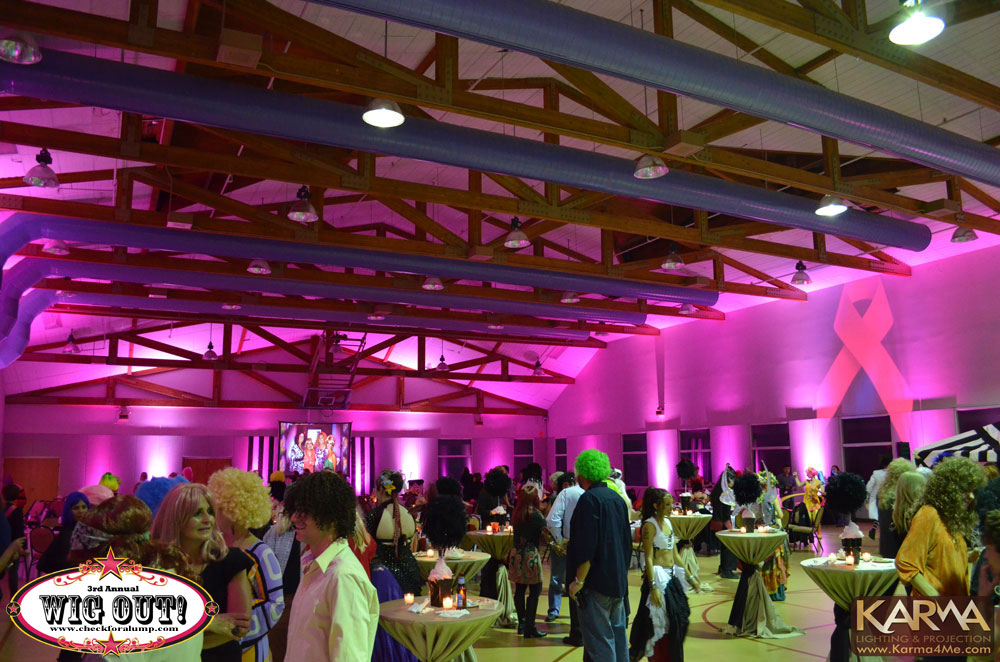 3rd Annual Wig Out Breast Cancer Charity Event, Pink Uplighting and Awareness Gobo, Moon Valley Phoenix 3/8/13