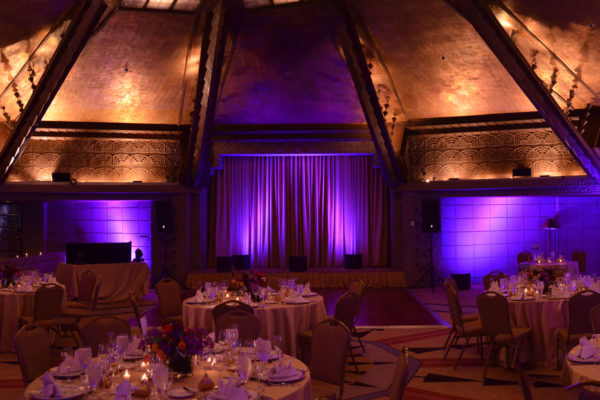 Arizona-Biltmore-Aztec-Room-Purple-Wedding-Uplighting-Cake-Pinspot-Karma-Event-Lighting-Phoenix101313-1