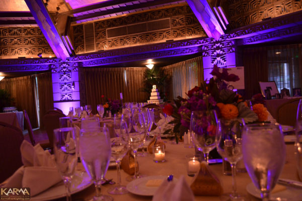 Arizona-Biltmore-Aztec-Room-Purple-Wedding-Uplighting-Cake-Pinspot-Karma-Event-Lighting-Phoenix101313-5