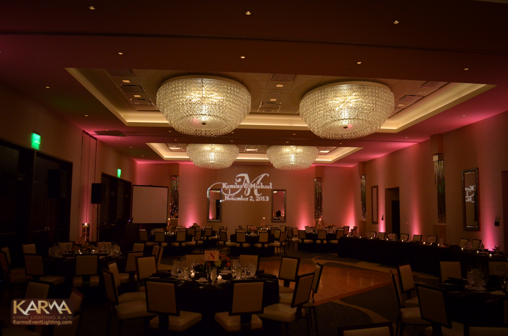 Hotel Palomar Phoenix Wedding Pink Uplighting and Monogram 11-2-13
