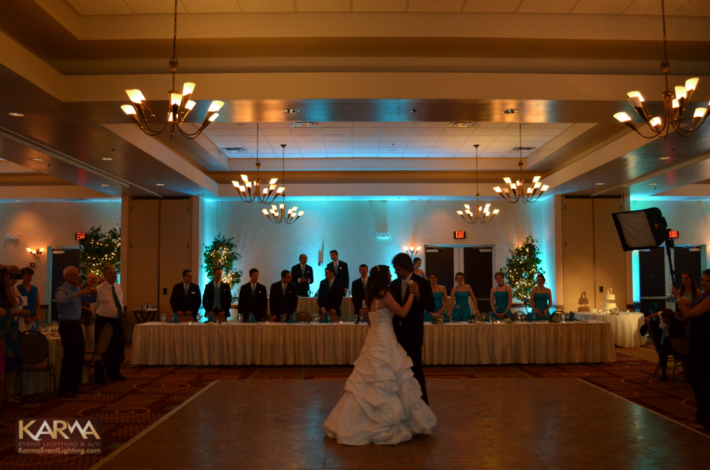 Embassy Suites in Phoenix, Aqua Wedding Lighting 6-22-13
