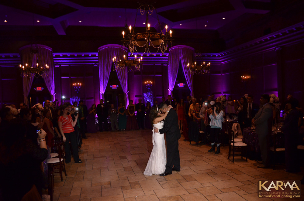 Villa Siena Purple Mexican Wedding Uplighting Monogram and Dance Floor Lighting  12-28-13