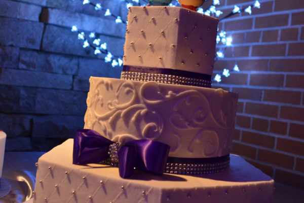 12-West-Main-Mesa-Purple-Wedding-Lighting-Custom-Monogram-Gobo-Cake-Spot-Light-021514-KarmaEventLighting.com2_