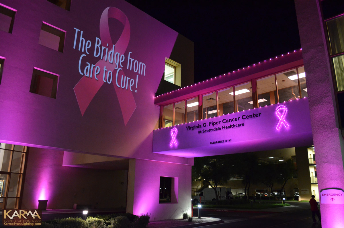 Breast Cancer Awareness Press Event Lighting at Virginia G Piper Cancer Center Scottsdale