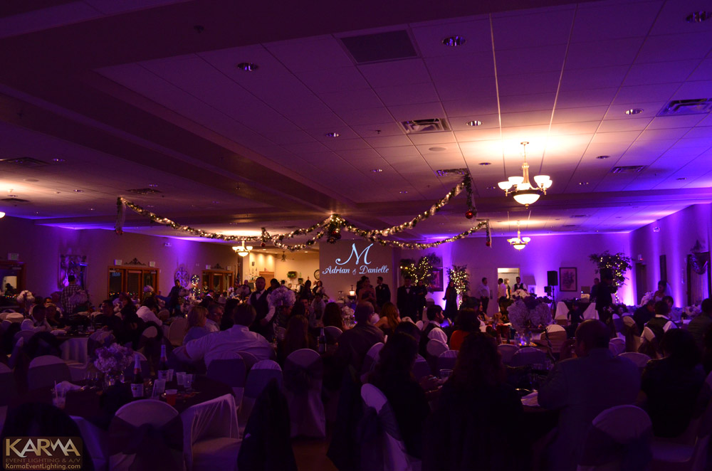 Estrella Vista Reception Center Wedding with Purple Uplighting and Digital Monogram in Avondale AZ