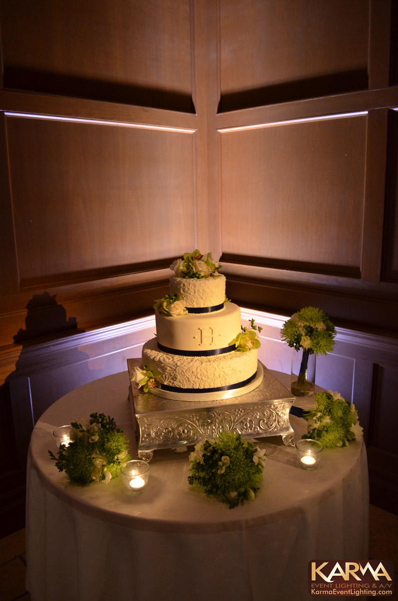 Villa Siena Wedding White Uplighting Cake Spotlight 12-12-14