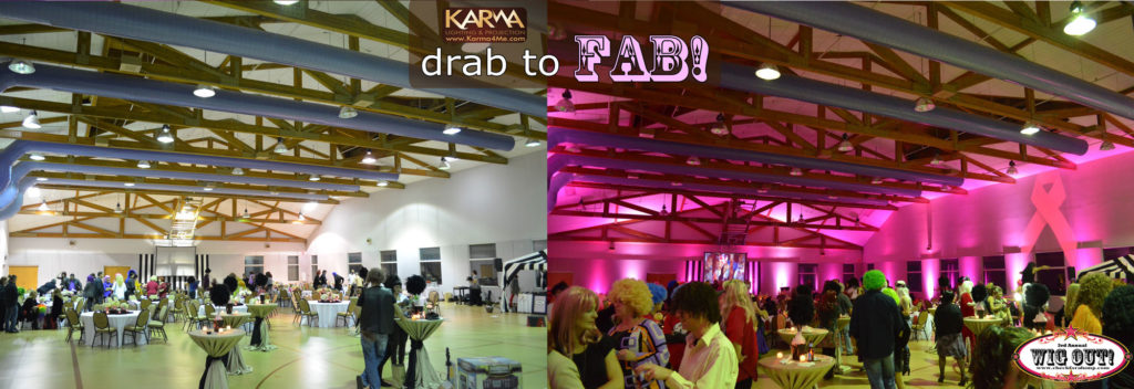 Wig Out 2013 Breast Cancer Charity Event Before & After Karma Event Lighting