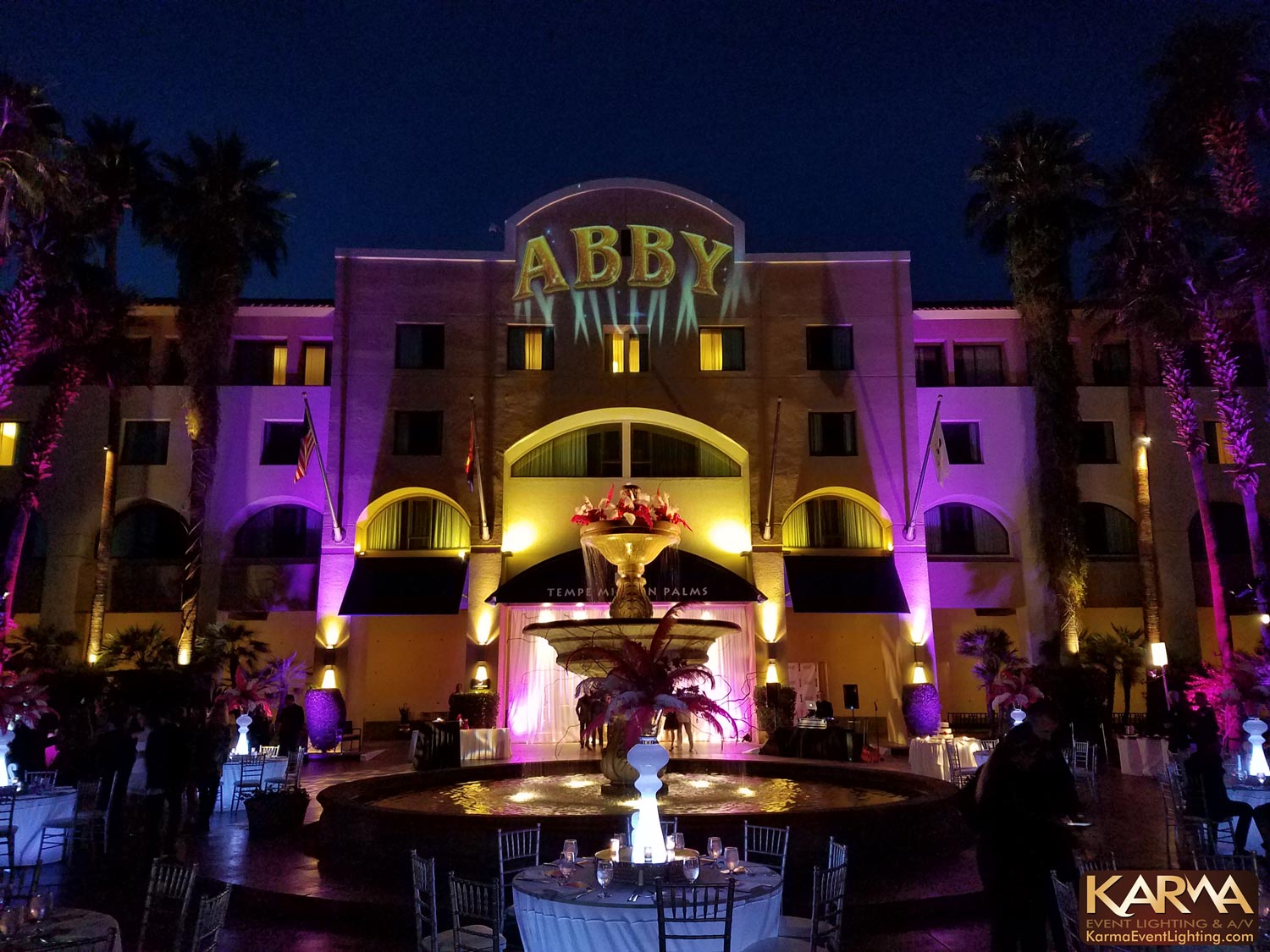 Hollywood Theme Bat Mitzvah Outdoors in Valet Circle Tempe Mission Palms